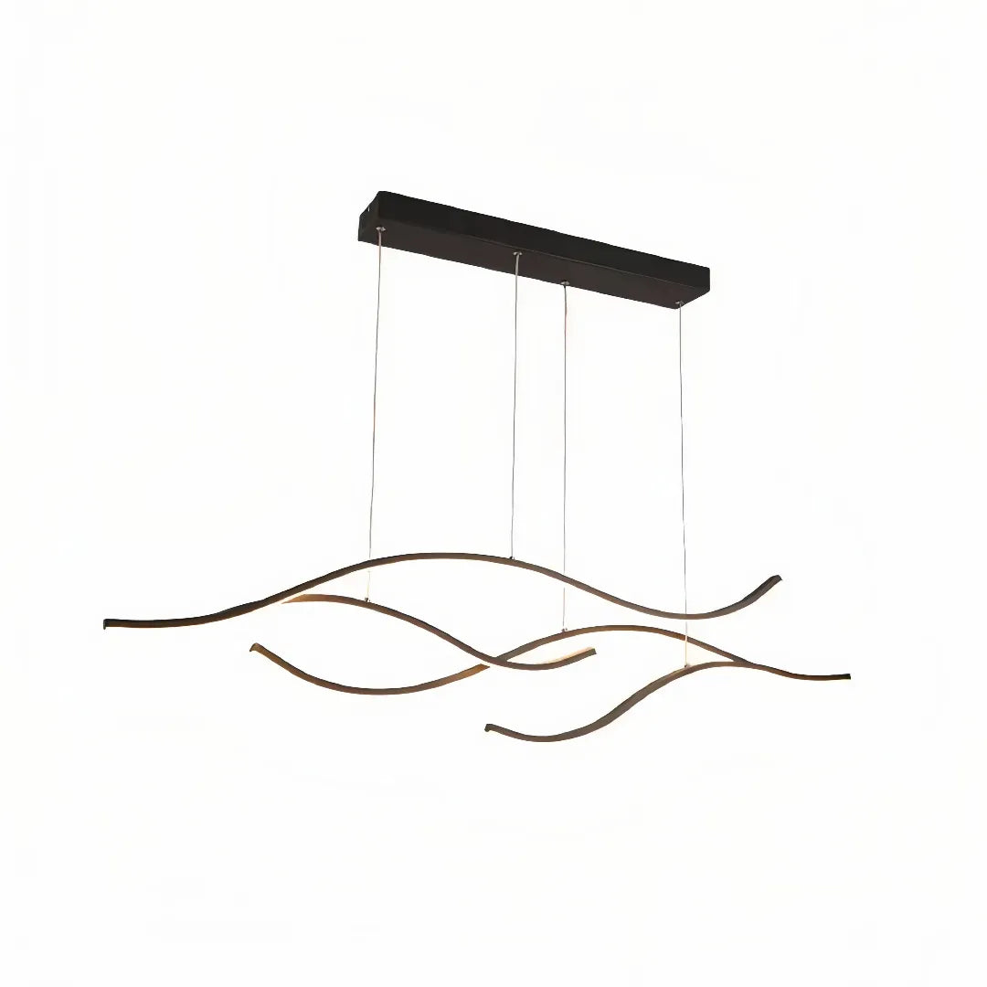 Black wave LED pendant light with rectangular ceiling canopy