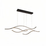 Black wave LED pendant light with rectangular ceiling canopy