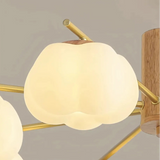 Modern White and Wood Chandelier for Living Room
