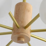Modern White and Wood Chandelier for Living Room