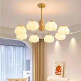 Modern White and Wood Chandelier for Living Room