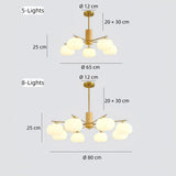 Modern White and Wood Chandelier for Living Room