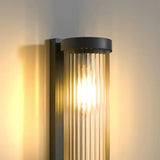 Close-up of the ribbed diffuser and outdoor wall light frame