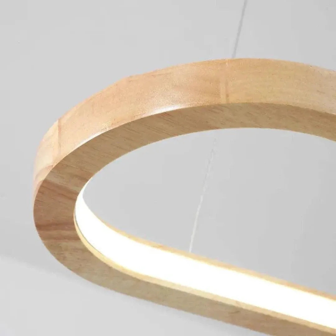 Curved wooden frame with an illuminated silicone diffuser