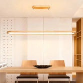 Nordic Oval Pendant Light Wood Dimmable for Dining Room