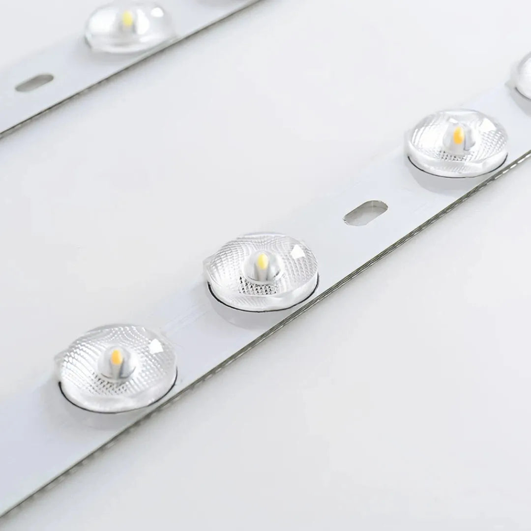 Wooden frame and acrylic diffuser detail of ceiling light