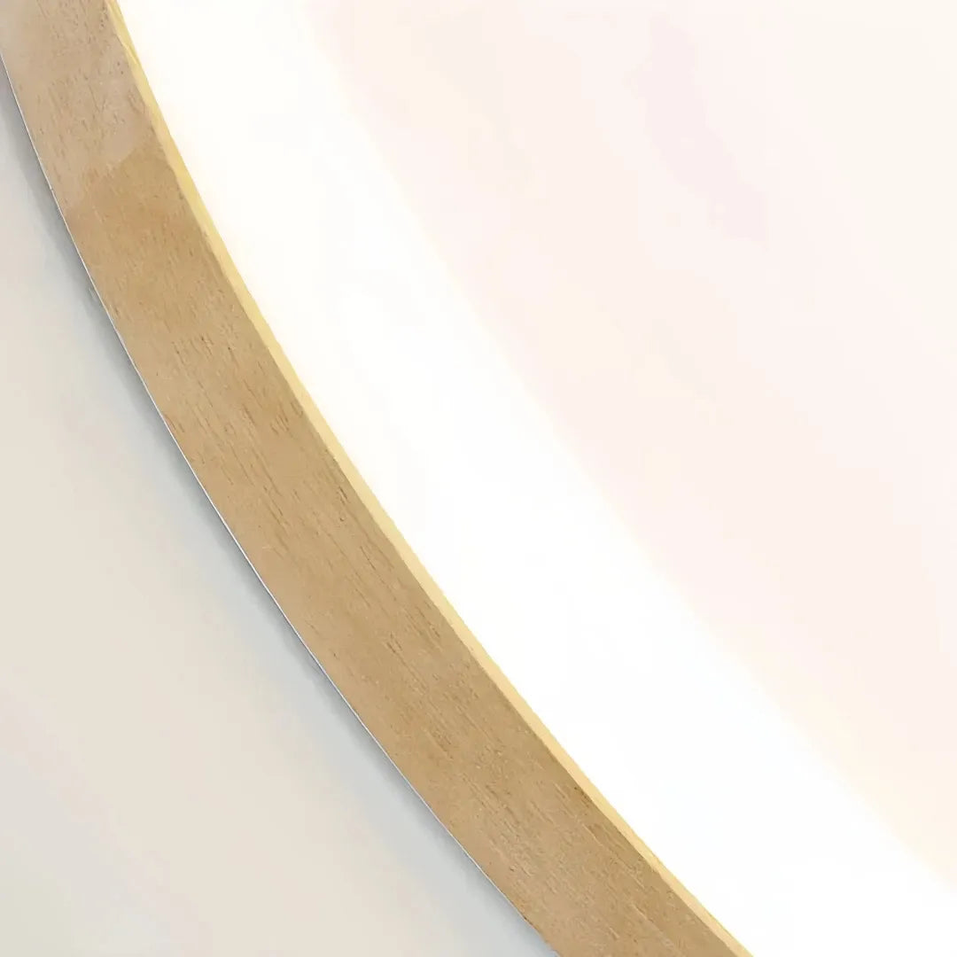 Wooden frame and acrylic diffuser detail of ceiling light