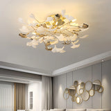 Luxury Ginkgo Semi Flush Ceiling Light Ceramic with Anti Glare