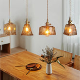 Amber Glass Pendant Light Dimmable Mid Century Style for Dining Room