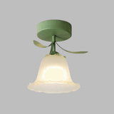 Hallway Flower Semi Flush Ceiling Light Glass with Anti Glare