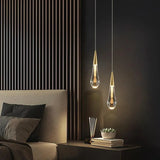 Gold Crystal Teardrop Pendant Light for Bedside, Anti-Glare