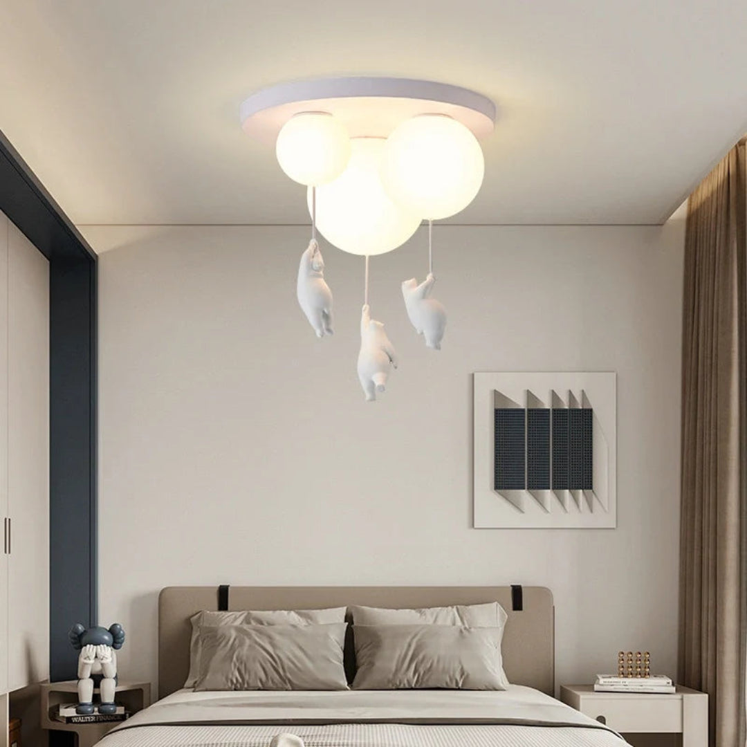 White bear and balloon ceiling light for a children’s room