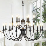 Vintage Candle Chandelier Black Dimmable for Living Room