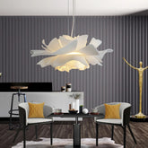 Modern White Flower Pendant Light Metal Dimmable for Dining Rooms