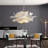 Modern White Flower Pendant Light Metal Dimmable for Dining Rooms