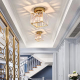 Modern Hallway Semi Flush Ceiling Light Crystal LED