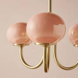 Vintage Glass Pink Chandelier Light for Dining Room