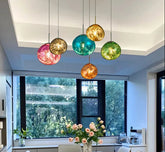 Modern Lava Glass Pendant Light for Dining Room, Height Adjustable