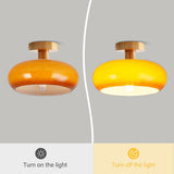 Bauhaus Retro Orange Glass Semi Flush Ceiling Light for Hallway