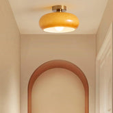 Bauhaus Retro Orange Glass Semi Flush Ceiling Light for Hallway