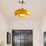 Bauhaus Orange Glass LED Semi Flush Ceiling Light for Bedroom