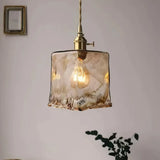 Mid Century Amber Glass Pendant Light Dimmable for Dining Room