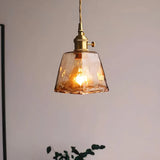 Mid Century Amber Glass Pendant Light Dimmable for Dining Room