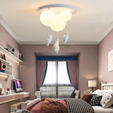 White bear flush ceiling light in a bedroom setting