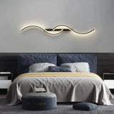 Modern Wave Wall Light Metal with Dimmable LED for Bedroom