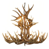 Brown faux antler chandelier on a white background