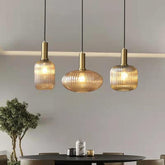 Striped Lantern Clear Glass Pendant Lighting