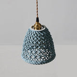 White Modern Pendant Light Grid Ceramic Design