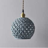 White Modern Pendant Light Grid Ceramic Design
