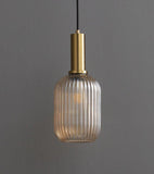 Striped Lantern Clear Glass Pendant Lighting