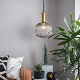Striped Lantern Clear Glass Pendant Lighting