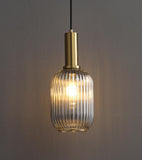 Striped Lantern Clear Glass Pendant Lighting