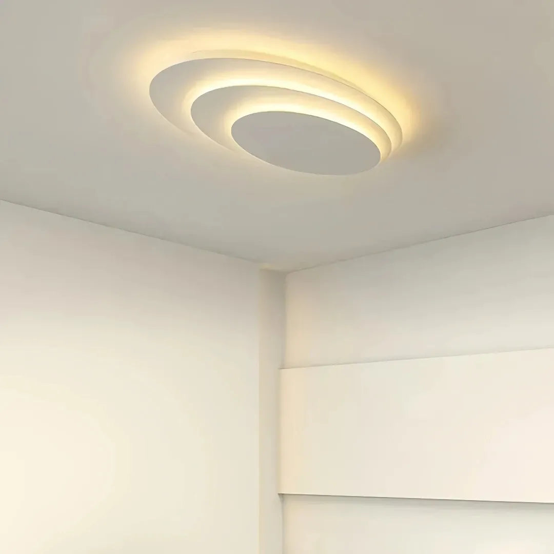 Oval cream multi-layer LED flush ceiling light