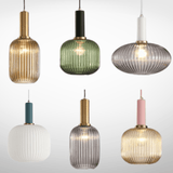 Striped Lantern Clear Glass Pendant Lighting