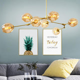 Bubble Branching Chandelier Mid Century Style Adjustable Glass for Living Room