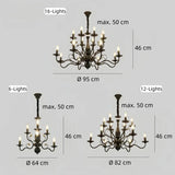 Vintage candle chandelier dimensions and installation diagram