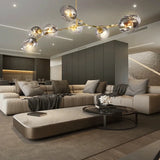 Mid Century Branching Bubble Chandelier Glass for Living Room, Arm Adjustable