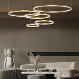 Modern Multi Ring Pendant Light Dimmable in Metal for Living Rooms