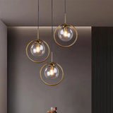 Mid Century Round Glass Pendant Light Dimmable for Bedside