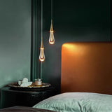 Gold Crystal Teardrop Pendant Light for Bedside, Anti-Glare