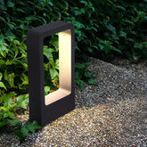 Modern Outdoor Bollard Light Black Waterproof for Pathway, Rectangular Design