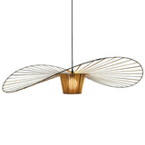 Modern Hat Pendant Light Fabric Shade Dimmable for Living Rooms