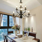 Vintage Candle Chandelier Dimmable Metal for Living Room