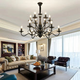 Sixteen-light vintage candle chandelier for a large room