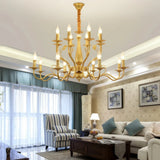 Vintage Candle Chandelier Dimmable Metal for Living Room