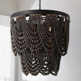 Multi-Layer Beaded Design Wooden Chandelier - Clowas